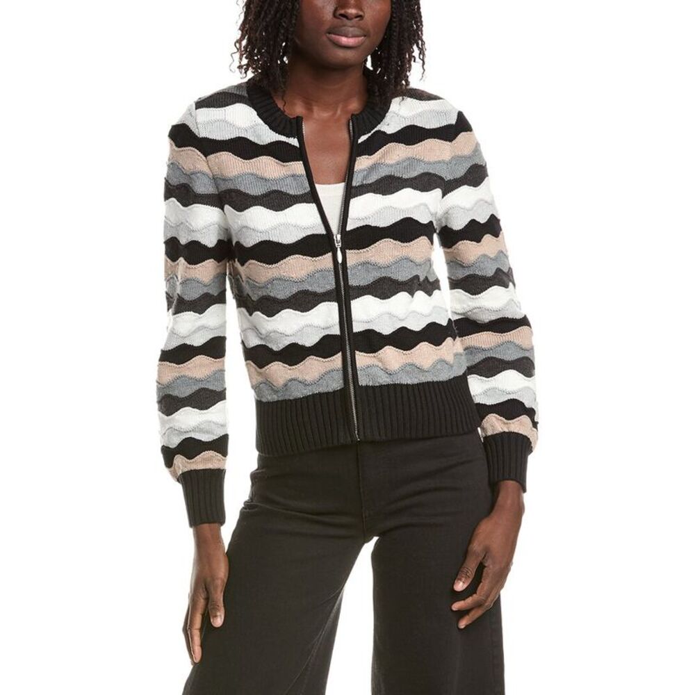 &Isla Womens  Saskia Wave Zip Bomber Jacket, Black